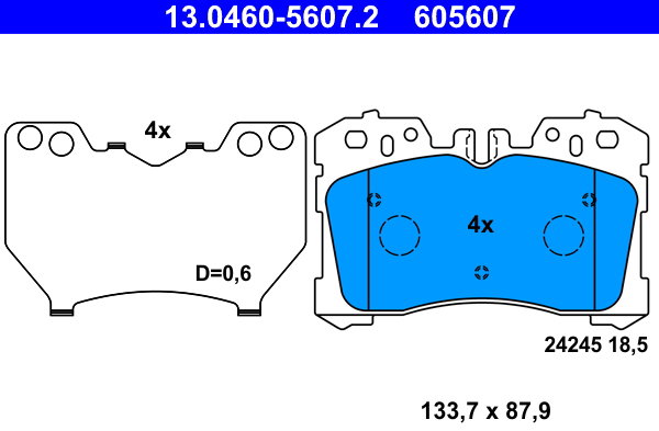 ATE 605607 Sada brzdových doštičiek 13.0460-5607.2
