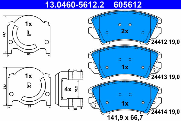 ATE 605612 Súprava brzdových doštičiek 13.0460-5612.2