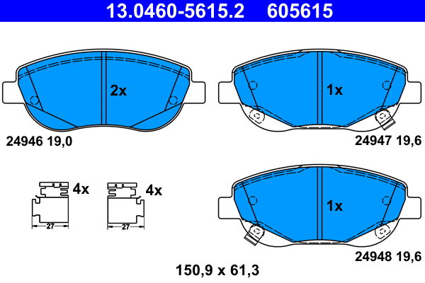 ATE 605615 Sada brzdových doštičiek 13.0460-5615.2