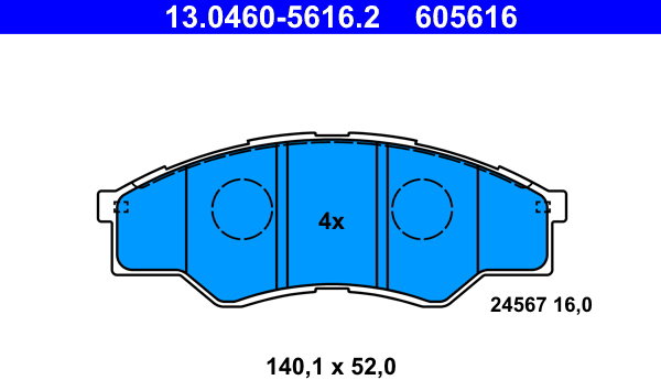 ATE 605616 Súprava brzdových doštičiek 13.0460-5616.2