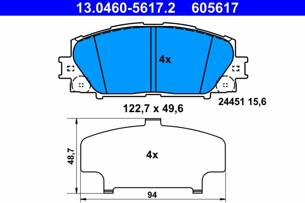 ATE 605617 Súprava brzdových doštičiek 13.0460-5617.2
