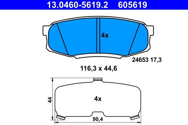 ATE 605619 Súprava brzdových doštičiek 13.0460-5619.2