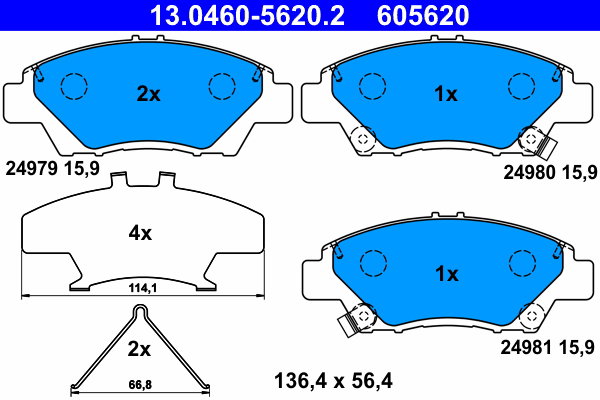 ATE 605620 Súprava brzdových doštičiek 13.0460-5620.2
