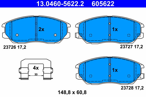 ATE 605622 Súprava brzdových doštičiek 13.0460-5622.2
