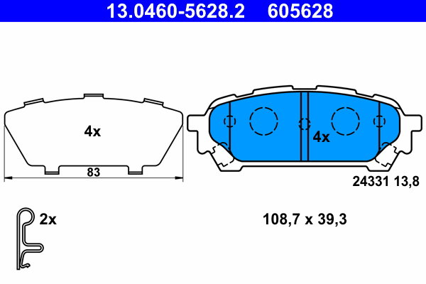 ATE 605628 Súprava brzdových doštičiek 13.0460-5628.2