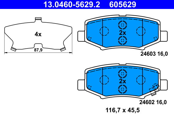 ATE 605629 Súprava brzdových doštičiek 13.0460-5629.2