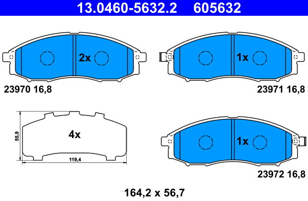 ATE 605632 Súprava brzdových doštičiek 13.0460-5632.2
