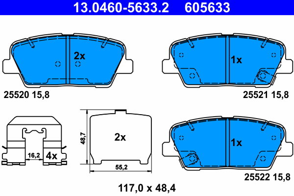 ATE 605633 Súprava brzdových doštičiek 13.0460-5633.2