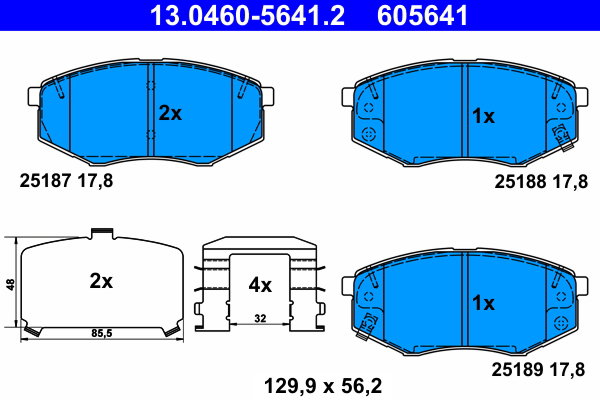 ATE 605641 Súprava brzdových doštičiek 13.0460-5641.2