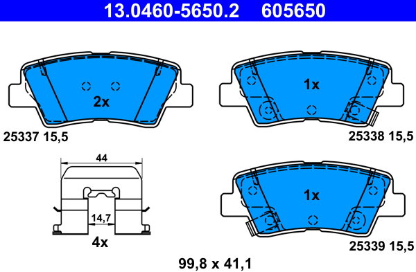 ATE 605650 Súprava brzdových doštičiek 13.0460-5650.2