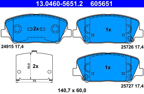 ATE 605651 Súprava brzdových doštičiek 13.0460-5651.2