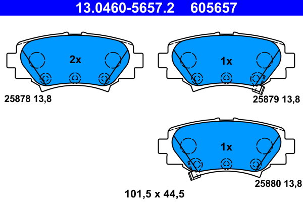 ATE 605657 Súprava brzdových doštičiek 13.0460-5657.2