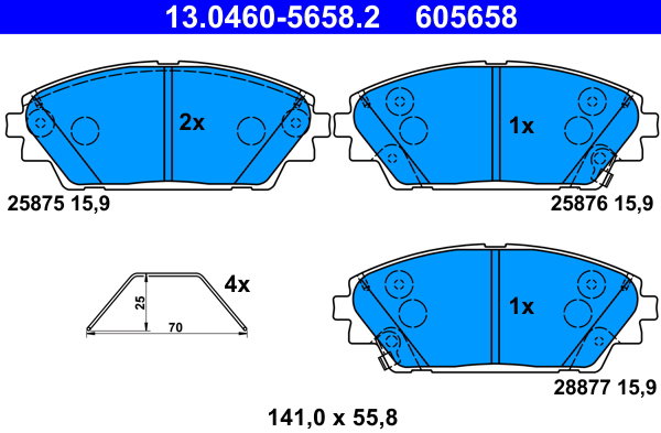 ATE 605658 Súprava brzdových doštičiek 13.0460-5658.2