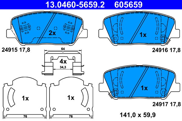 ATE 605659 Súprava brzdových doštičiek 13.0460-5659.2