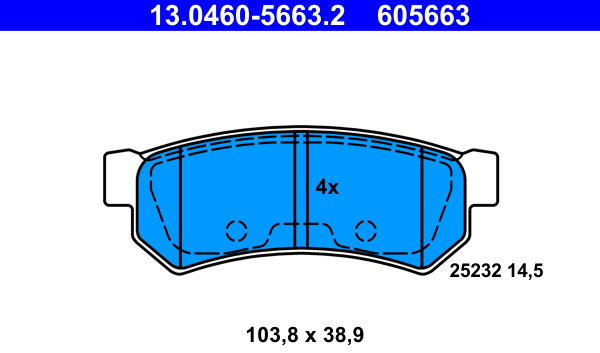 ATE 605663 Súprava brzdových doštičiek 13.0460-5663.2