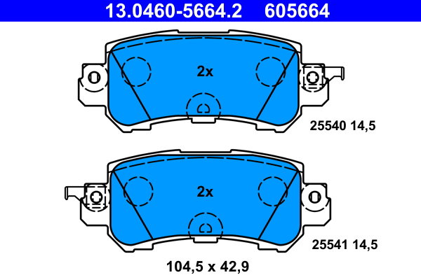 ATE 605664 Súprava brzdových doštičiek 13.0460-5664.2