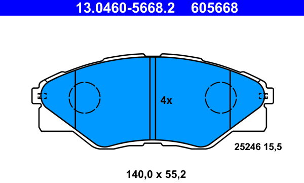 ATE 605668 Súprava brzdových doštičiek 13.0460-5668.2