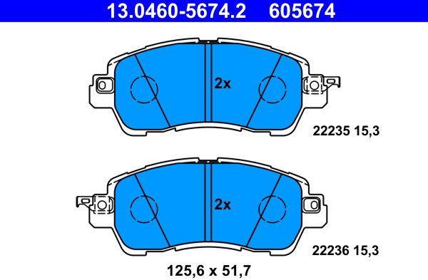 ATE 605674 Súprava brzdových doštičiek 13.0460-5674.2
