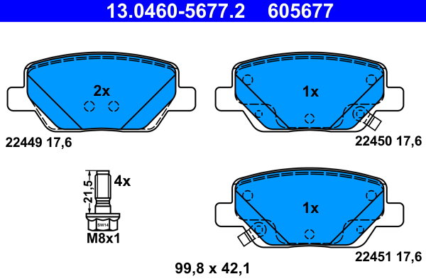 ATE 605677 Súprava brzdových doštičiek 13.0460-5677.2