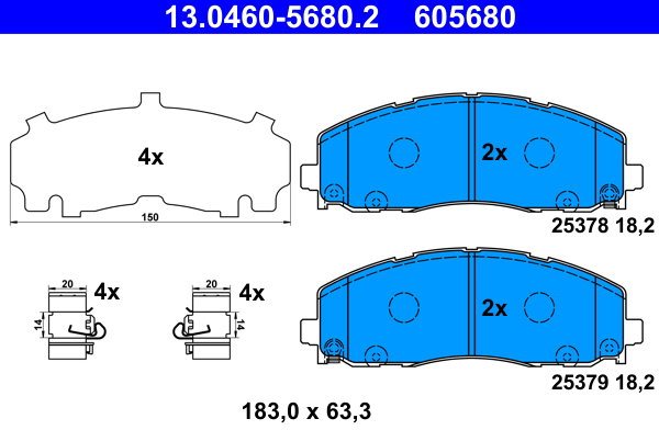 ATE 605680 Súprava brzdových doštičiek 13.0460-5680.2