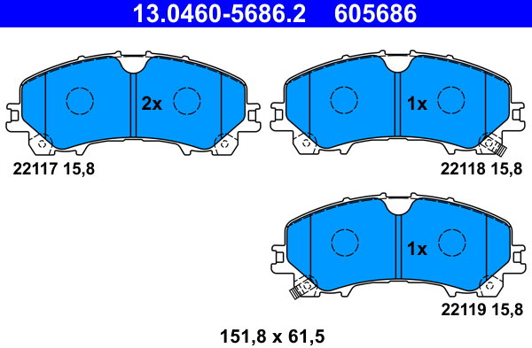 ATE 605686 Súprava brzdových doštičiek 13.0460-5686.2