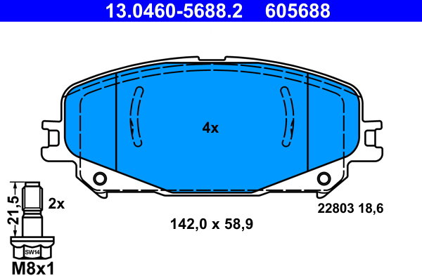 ATE 605688 Súprava brzdových doštičiek 13.0460-5688.2