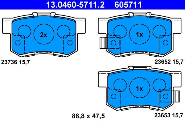 ATE 605711 Súprava brzdových doštičiek 13.0460-5711.2