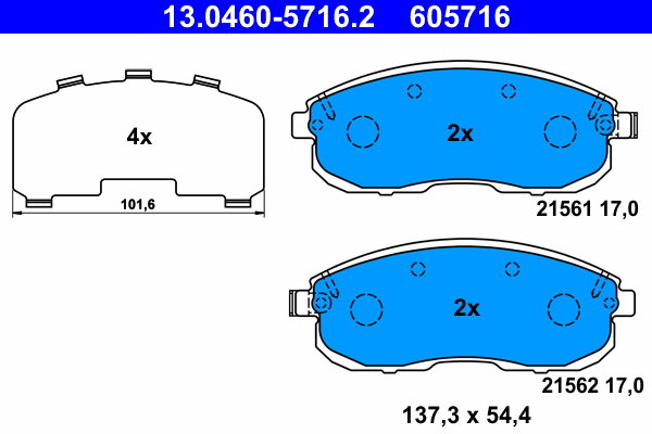ATE 605716 Sada brzdových doštičiek 13.0460-5716.2