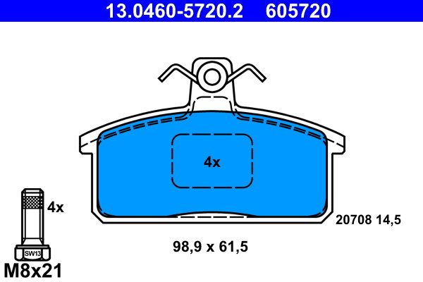 ATE 605720 Sada brzdových doštičiek 13.0460-5720.2