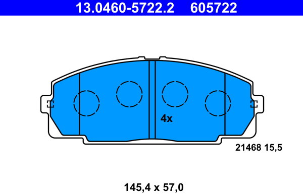 ATE 605722 Sada brzdových doštičiek 13.0460-5722.2