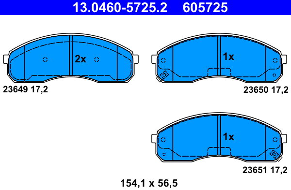 ATE 605725 Súprava brzdových doštičiek 13.0460-5725.2