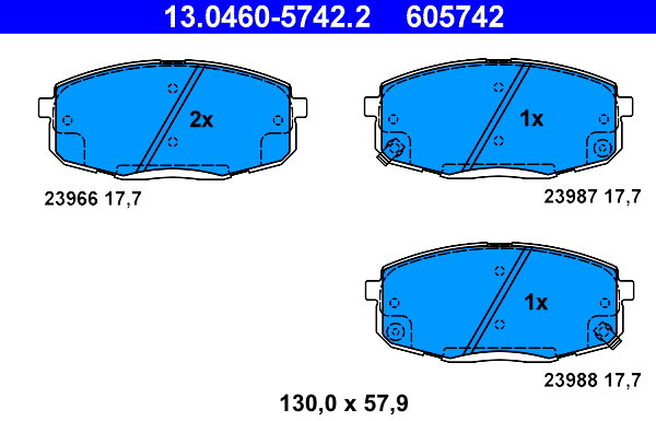 ATE 605742 Sada brzdových doštičiek 13.0460-5742.2