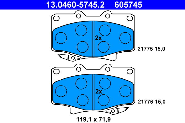 ATE 605745 Sada brzdových doštičiek 13.0460-5745.2