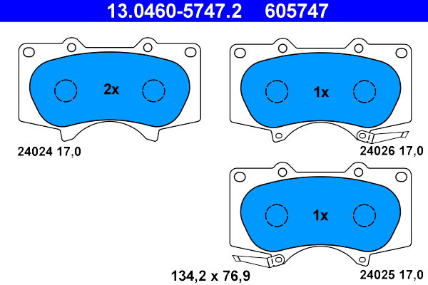 ATE 605747 Sada brzdových doštičiek 13.0460-5747.2