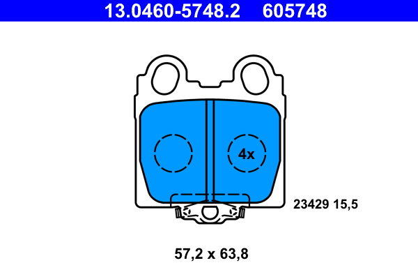ATE 605748 Súprava brzdových doštičiek 13.0460-5748.2
