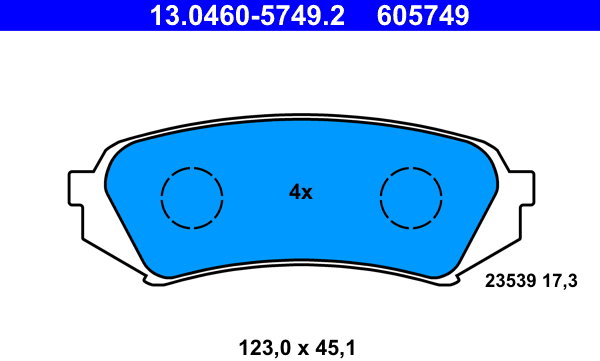 ATE 605749 Súprava brzdových doštičiek 13.0460-5749.2