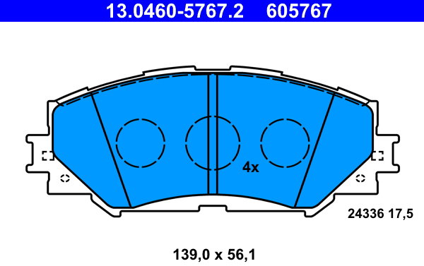 ATE 605767 Súprava brzdových doštičiek 13.0460-5767.2