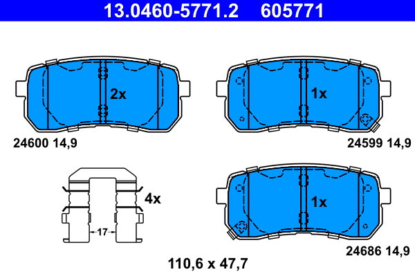 ATE 605771 Súprava brzdových doštičiek 13.0460-5771.2
