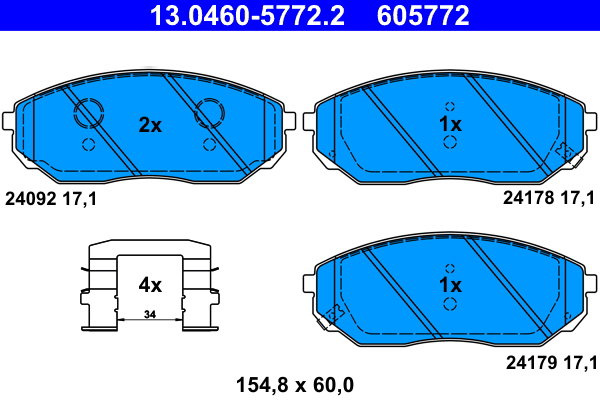 ATE 605772 Súprava brzdových doštičiek 13.0460-5772.2