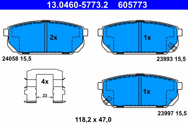 ATE 605773 Súprava brzdových doštičiek 13.0460-5773.2