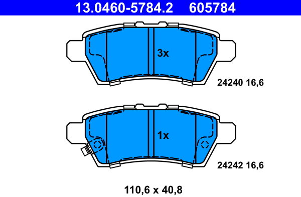 ATE 605784 Súprava brzdových doštičiek 13.0460-5784.2