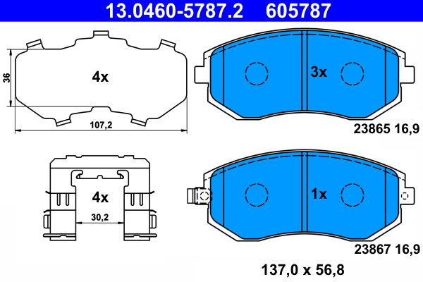 ATE 605787 Súprava brzdových doštičiek 13.0460-5787.2