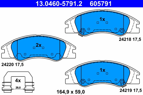 ATE 605791 Súprava brzdových doštičiek 13.0460-5791.2