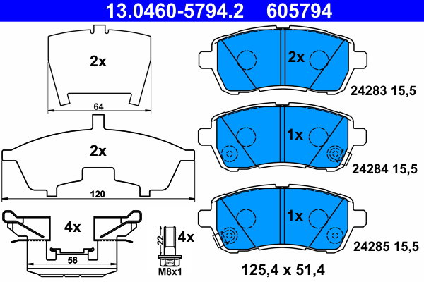 ATE 605794 Súprava brzdových doštičiek 13.0460-5794.2