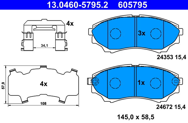 ATE 605795 Súprava brzdových doštičiek 13.0460-5795.2