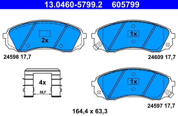 ATE 605799 Súprava brzdových doštičiek 13.0460-5799.2
