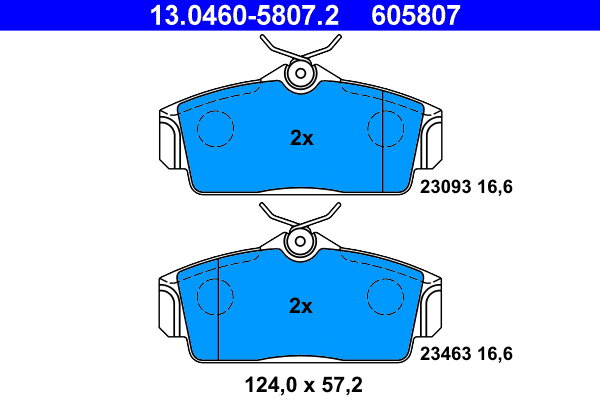 ATE 605807 Súprava brzdových doštičiek 13.0460-5807.2