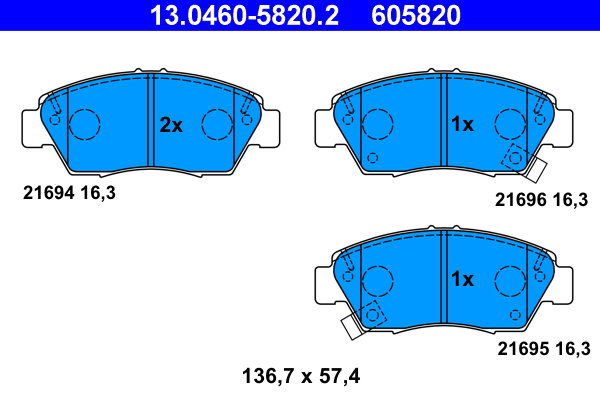 ATE 605820 Súprava brzdových doštičiek 13.0460-5820.2