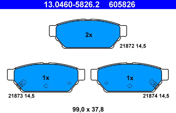 ATE 605826 Sada brzdových doštičiek 13.0460-5826.2