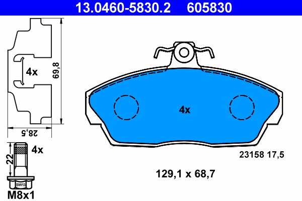 ATE 605830 Sada brzdových doštičiek 13.0460-5830.2